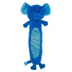 TOP PAW Blue Elephant Crinkle, Squeaker Flattie Dog Toy