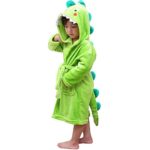 Kids Plush Hooded Bathrobe – Dinosaur Elephant Animal Fleece Robe for Boys