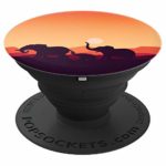 Elephant Family Orange Cute Savannah Elephant Lover Gift – PopSockets Grip and Stand for Phones and Tablets