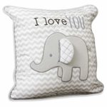 Wendy Bellissimo Super Soft Square Decorative Pillow + Throw Pillow Nursery Décor – Elephant Grey and White