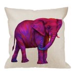 HGOD DESIGNS Elephant Pillow Cover,Decorative Throw Pillow Colorful Elephants Pillow cases Cotton Linen Outdoor Indoor Square Cushion Covers For Home Sofa couch 18×18 inch Purple