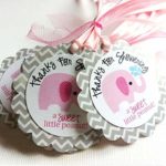 Thanks for Showering Elephant Favor Tags Baby Girl Shower – Baby Girl Party Gift Tags – Set of 12