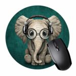 Round Mouse Pad with Elephant Design Non-Slip Rubber Mousepad Mouse Mat for Gaming and Working