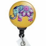 Boho Elephant Retractable Badge Reel with Swing Clip and 36 inch Cord