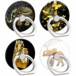 4-Pack Phone Ring Holder Gold Elephant Butterfly Heart 360 Degree Rotation Finger Ring Stand Holder Grip Kickstand Compatible with Smartphones and Tablets