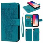 iPhone XR Card Holder Case, iPhone XR Wallet Case PU Leather Cover Shockproof Case with Credit Card Slot, Durable Protective Case for iPhone XR 6.1 inch (Embossed Elephant-Blue)