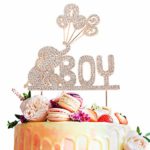 It’s a Boy Elephant Baby Rhinestone Gold Metal High Quality Cake Topper Cheers to Sweet Baby Shower First Birthday Party Sparkly Decoration – Gold