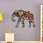 Style & Apply Flower Elephant Wall Decal Wall Sticker, Vinyl Wall Art, Home Decor, Wall Mural – SD3038-24×17