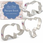Elephants Cookie Cutter Set with Recipe Booklet – 3 piece – Elephant Face, Cute Elephant and Elephant – Ann Clark – USA Made Steel