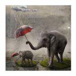 Chenway 5d Diamond Painting Point Painting Elephant Mother Love Full Diamond 30x30cm Round Diamond Rhinestone Cross Stitch Kit for Kids Adult – Fun Parent-Child Activities for Summer Vacation