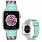 DOO UC Floral Bands Compatible with iWatch 38mm/40mm,Elephant Green Silicone Fadeless Pattern Printed Replacement Bands for A pple Watch Series 4/3/2/1, M/L for Women/Men