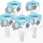 Blue Elephant – Boy Baby Shower or Birthday Party Centerpiece Sticks – Table Toppers – Set of 15