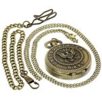 Bronze Vintage Brass Antique Case Pocket Watch Fob Watch for Men Women with 1 PC Necklace Chain 1 PC Clip Key Rib Chain