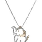 Sterling Silver and 14k Rose Gold Diamond Elephant Pendant Necklace