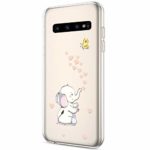 ikasus Case for Galaxy S10,Crystal Clear Art Panited Design Soft Flexible TPU Ultra-Thin Transparent Flexible Soft Rubber Gel TPU Protective Case Cover for Galaxy S10 Silicone Case,Love Heart Elephant