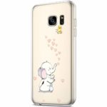 ikasus Case for Galaxy S7,Clear Art Panited Pattern Design Soft & Flexible TPU Ultra-Thin Transparent Flexible Soft Rubber Gel TPU Protective Case Cover for Galaxy S7 Silicone Case,Love Heart Elephant