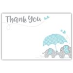 Blue Elephant Boy Baby Shower Thank You Cards (20 Count)