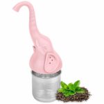 LaLa Dloce Tea infuser, funny elephant silicone and stainless steel fine mesh tea basket. Great for loose leaf cereal cups, mugs and teapots (Pink)