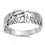 CHOOSE YOUR COLOR Sterling Silver Elephant Family Ring