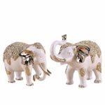 European-Style Home Decorations, A Pair of Resin Elephant Ornaments, Handmade Crafts (Color : Gold)