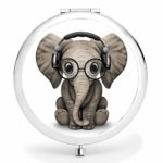 BYBART Elephant Makeup Mirror, Compact Portable Round Mirror Mini Size with 2X & 1X Magnification Great Gift For Woman Girls