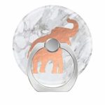 360 Rotation Cell Phone Ring Holder Stand,Finger Ring Grip with Car Mount Hooks for Smartphones and Tablets-Cute Rose Gold Elephant on White Marble