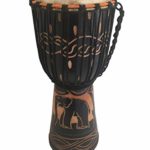Hand Carved Elephant Design Djembe Drum Bongo Congo SOLID WOOD Percussion Drum – PROFESSIONAL SOUND/QUALITY – JIVE BRAND (X-Large – 20″ High – Black)