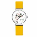 Canisto Elephant Watches for Girls Kids Ladies Quartz Watch with Yellow Silicone Band Unique Spray Flower Watch Children Casual Waterproof Rubber Cute Wristwatches