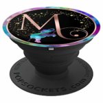 Rose Pink Letter M Monogram Rainbow Elephant – PopSockets Grip and Stand for Phones and Tablets