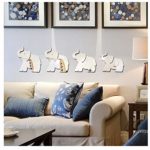 Wociaosmd New 4pcs Elephant Mirror Wall Sticker Decor Art DIY Cute Home Decal Mural (Silver)