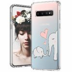 MOSNOVO Galaxy S10 Case, Cute Elephant Pattern Clear Design Printed Transparent Plastic Hard Back Case with TPU Bumper Protective Case Cover for Samsung Galaxy S10