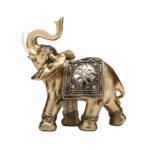 TOUCH MISS Golden Thai Elephant with Trunk Raised Collectible Figurines(Large)