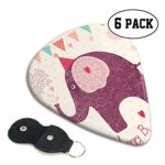 Guitar Picks 6 pcs,Asian Paisley Motif Image With Purple Color Elephant Party Cone Hearts And Flags