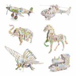 JumpOff Jo – Little Jo’s 3D Puzzle Set (6-Pack) – DIY Foam Board Coloring Puzzles with Markers – Includes: Horse, Butterfly, Elephant, Train, Airplane, Helicopter – for Ages 6+
