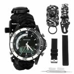 Digital Survival Sport Watch – Waterproof Emergency Military Dual Dial Watch Adjustable 5 Time Patterns Multifunctional 3 Interchangable Wristband Bracelet Watch with Survival Gear