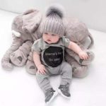 ECEJIX Stuffed Elephant Animal Plush Toy ,Girls, Boys, Room Decor,Emoji – Grey- Measures 24 Inches
