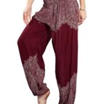 CHRLEISURE Elephant Hippie Harem Pants for Women – Boho Gypsy Beach Palazzo Indian Pants SY Wine M