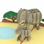 Lovepop Elephant Family Pop Up Card, Father’s Day Card, 3D Card, Elephant Card, Animal Card, Wildlife Card