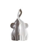 Pure.Lifestyle – 13″&13″ Big Couple Elephants(Set of 2) – Two Colors Ceramic Decoration Animals Figurine Porcelain Sculptures Statues Crafts Birthday Presents