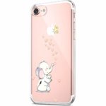ikasus Case for iPhone 8 / iPhone 7 Case,Crystal Clear Art Panited Pattern Design Soft & Flexible TPU Ultra-Thin Transparent Flexible Soft Rubber Gel TPU Protective Case Cover,Love Heart Elephant