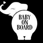 Makarios LLC Elephant Baby on Board Cars Trucks Vans Walls Laptop MKR| White |5.5 x 5.5|MKR398