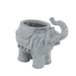 Deco 79 77956 Eclectic Resin Elephant Planter, 7″ W x 14″ H, Gray
