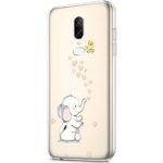 ikasus Case for Oneplus 6,Clear Art Panited Pattern Design Soft Flexible TPU Ultra-Thin Transparent Flexible Soft Rubber Gel TPU Protective Case Cover for Oneplus 6 Case,Love Heart Elephant