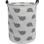 ESSME Laundry Hamper,Collapsible Canvas Waterproof Storage Bin for Kids, Nursery Hamper,Gift Baskets,Home Organizer (Grey Elephant)