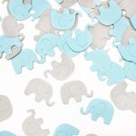 Blue Elephant 100 pcs Confetti Elephant Scatter Baby Shower Decoration for Boy Baby Shower Birthday Party Supplies Elephant Theme Party Supplies (Blue+Gray)