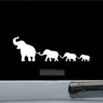 JS Artworks Elephant Family Stick Vinyl Decal Sticker (White)