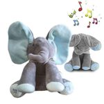 Peek-a-Boo Elephant Animated Talking Singing Stuffed Plush Doll,Elephant Baby Cute Stuffed Doll Toys for Tollder Kids Boys Girls Gift Present (Blue)
