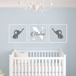 Personalized Name Elephants – Frames Series -Baby Boy/Girl Wall Decal Nursery For Home Bedroom Children (AM) (Wide 42″ x 13″ Height)