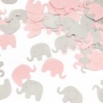 Pink Elephant Confetti Elephant Scatter 100 pcs Baby Shower Decoration for Girl Baby Shower Birthday Party Supplies Elephant Theme Party Supplies (Pink+Gray)