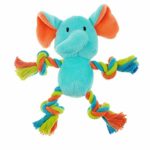 Mini Safari Tug Me Pals Dog Toys Squeak Plush Rope 7″ Choose Elephant or Giraffe (Elephant)